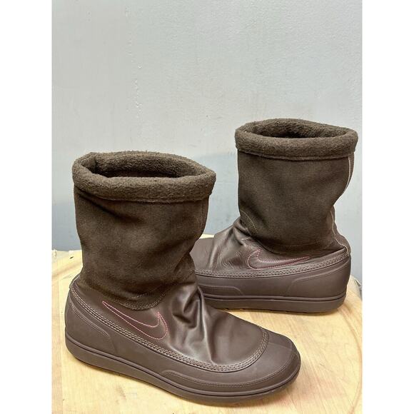 Nike Aegina Mid Kozaki Boots Womens 7‎ ACG 454400-203 Brown Leather Slip On - Picture 1 of 9